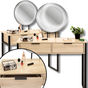 Toaletka kosmetyczna 102x40cm loft z lustrem led do makijażu z oświetleniem