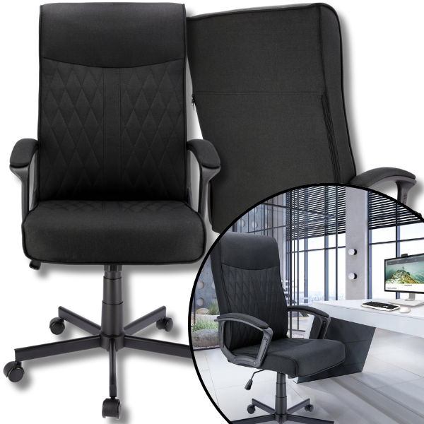 Czarny fotel obrotowy biurowy krzesło nowoczesne comfort ergonomiczny 120kg 4.png