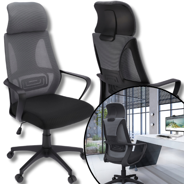 Ciemny szary fotel obrotowy biurowy do biurka krzesło ergonomiczny Futura.png