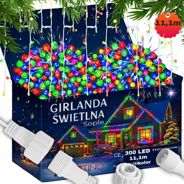 Kolorowe światełka zewnętrzne 300LED kurtyna świetlna lampki na zewnątrz.png