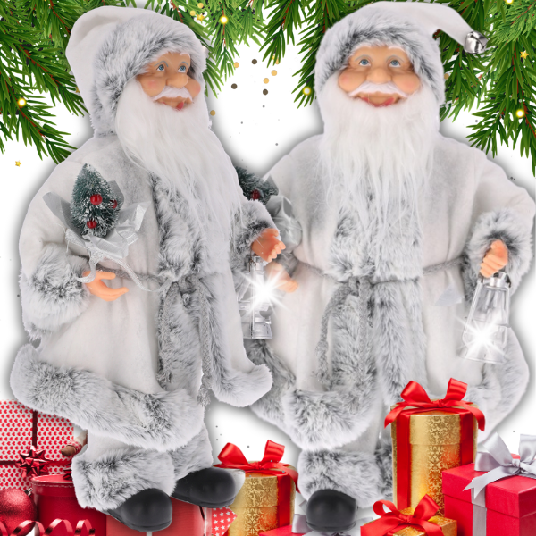Szary  Mikołaj 40 cm z dzwoneczkiem skrzat stojący świąteczny figurka dekoracja ozdoba7.png