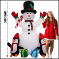 Bałwan z pingwinami 180 cm nadmuchiwany  świecący LED dmuchaniec wodoodporny3.png