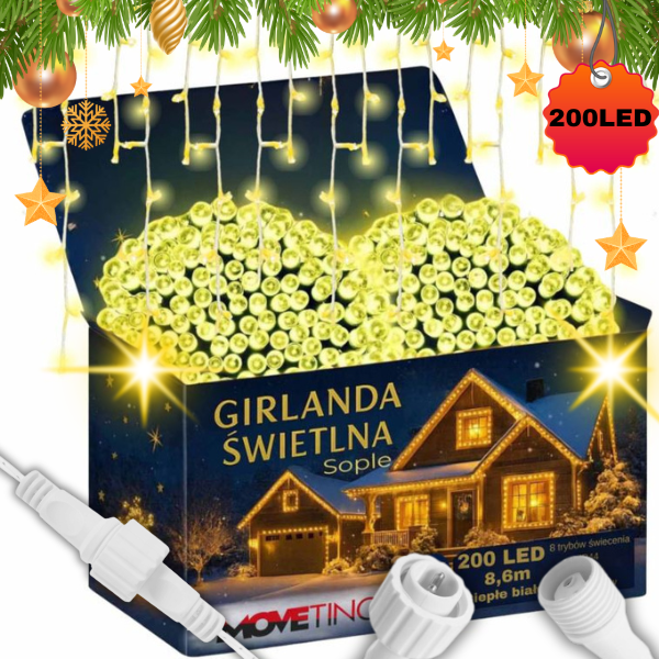 Światełka zewnętrzne 200LED kurtyna świetlna lampki na zewnątrz biały ciepły 2.png