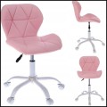 Różowe krzesło  na kółkach obrotowe biała podstawa ekoskóra profilowane ENDO  (3).jpg