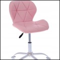 Różowe krzesło  na kółkach obrotowe biała podstawa ekoskóra profilowane ENDO  (4).jpg