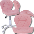 Różowe krzesło  na kółkach obrotowe biała podstawa ekoskóra profilowane ENDO  (4).png
