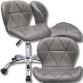 Szare krzesło  na kółkach obrotowe chromowana podstawa ekoskóra profilowane ENDO   (1).jpg