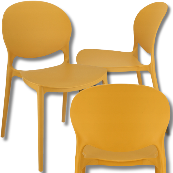 Musztardowe plastikowe krzesło do kuchni jadalni nowoczesne do 120 kg JUSTIN.png