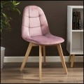 Różowe welurowe krzesło skandynawskie tapicerowane pikowane do salonu COLIN  (4).jpg