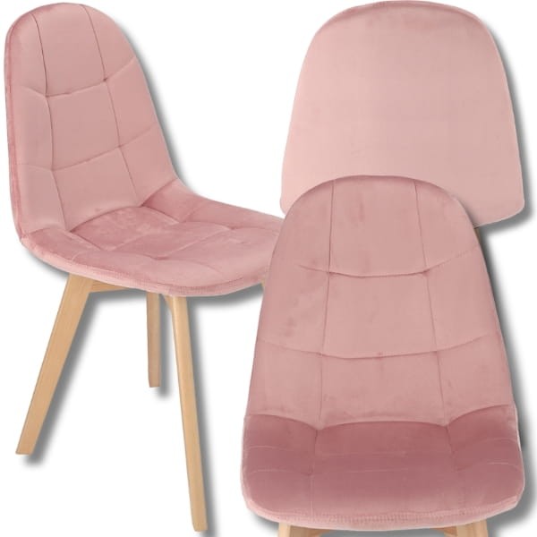 Różowe welurowe krzesło skandynawskie tapicerowane pikowane do salonu COLIN  (9).jpg
