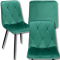 Zielone krzesło tapicerowane pikowane welurowe metalowe nogi PIADO 130kg  (1).png