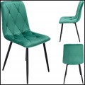 Zielone krzesło tapicerowane pikowane welurowe metalowe nogi PIADO 130kg  (7).jpg