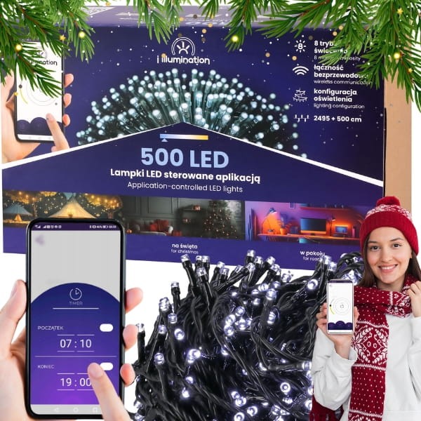 Białe zimne  lampki choinkowe 500LED światła na aplikacje sterowane telefonem   (4).jpg