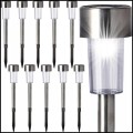 10 x Lampa lampki solarne srebrne słupek inox ogrodowe stal nierdzewna (5).jpg