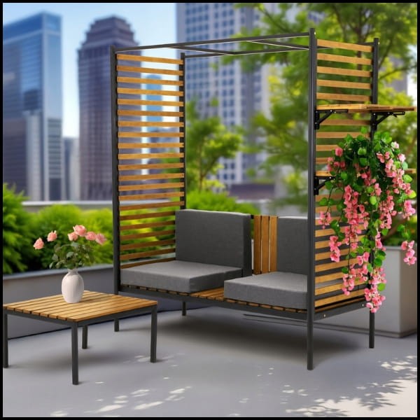 Pergola ogrodowa ławka+stolik z oparciem drewniana tarasowaparkowa do 240kg (8).jpg