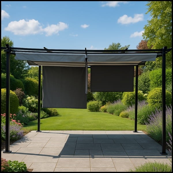 Pergola ogrodowa 3x4x2,4 m stalowa wodoodporna z 4 markizami bocznymi (8).jpg