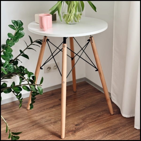 Biały-drewniany nowoczesny skandynawski okrągły stół do salonukuchni 60x74cm (2).jpg