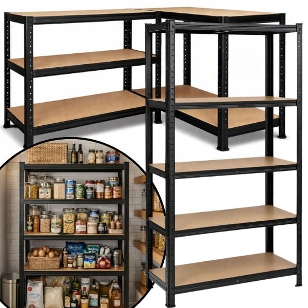 Czarny regał magazynowy 150x75x30cm metalowy ocynkowany i malowany 5 półek (2).jpg