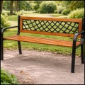 Ławka ogrodowa parkowa drewniana metalowa ławeczka 118x60cm do 180kg udźwigu (6).jpg
