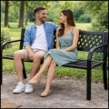 Ławka ogrodowa 119x56cm parkowa plastikowe oparcie metalowy stelaż  (7).jpg