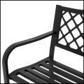 Czarna ławka ogrodowa 127x68cm parkowa metalowy stelaż do 180kg (3).jpg