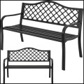 Czarna ławka ogrodowa 127x68cm parkowa metalowy stelaż do 180kg (4).jpg