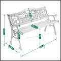 Czarna ozdobna ławka 126x53cm  ogrodowa parkowa metalowy stelaż do 180kg  (1).jpg