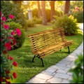 Duża ławka 150x43cm ogrodowa parkowa metalowy stelaż wysokie oparcie (1).jpg
