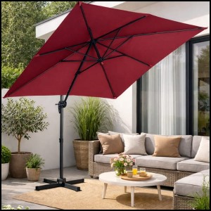 Bordowy parasol 250 x 250 cm  ogrodowy boczny na wysięgniku kwadratowy