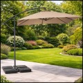 Szarobrązowy parasol ogrodowy na wysięgniku kwadratowy 250x250cm stalowy 8 żerdzi