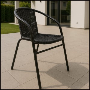 2x czarne krzesła ogrodowe balkonowe zestaw taras technorattan fotel BISTRO
