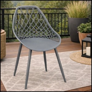 Szare krzesło plastikowe wygodne 120kg. kuchenne metalowe nogi taras ARANDA