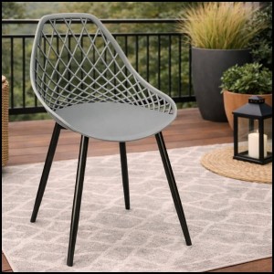 Szare krzesło plastikowe wygodne 120kg. kuchenne czarne nogi taras ARANDA  