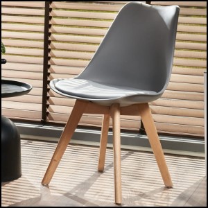 Szare krzesło skandynawskie do kuchni bukowe drewniane nogi poduszka OSLO