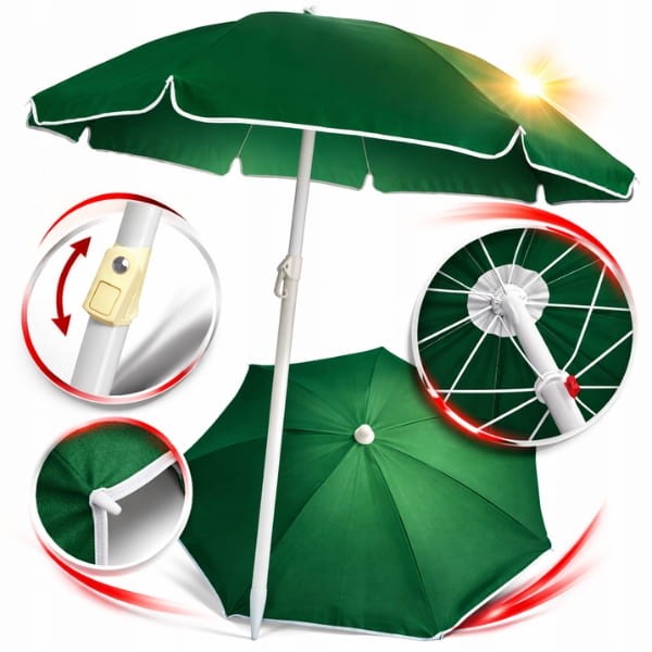 Zielony parasol ogrodowy plażowy na balkon taras łamany z falbaną 240 cm  (6).jpg