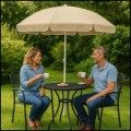 Beżowy parasol do ogrodu  plażowy na balkon taras łamany z falbaną 240 cm.jpg
