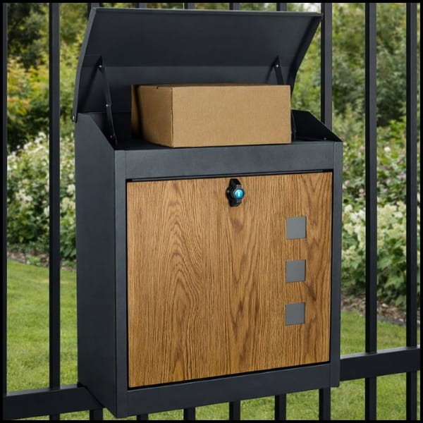 Antracyt-drewno skrzynka na listy duża pocztowa na paczki do ogrodzenia (10).jpg
