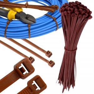 Brązowe opaski zaciskowe 2,5x200mm, 100 szt. opaski kablowe trytytki 