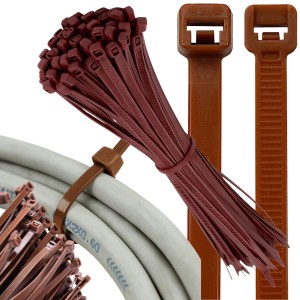 Brązowe opaski zaciskowe 2,5x300mm, 100 szt. opaski kablowe trytytki 