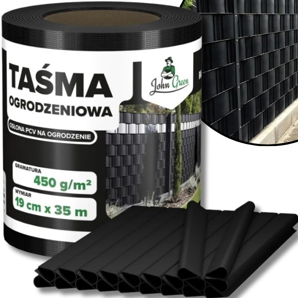 Taśma ogrodzeniowa 19cmx35mb osłona na ogrodzenie panelowe , czarna