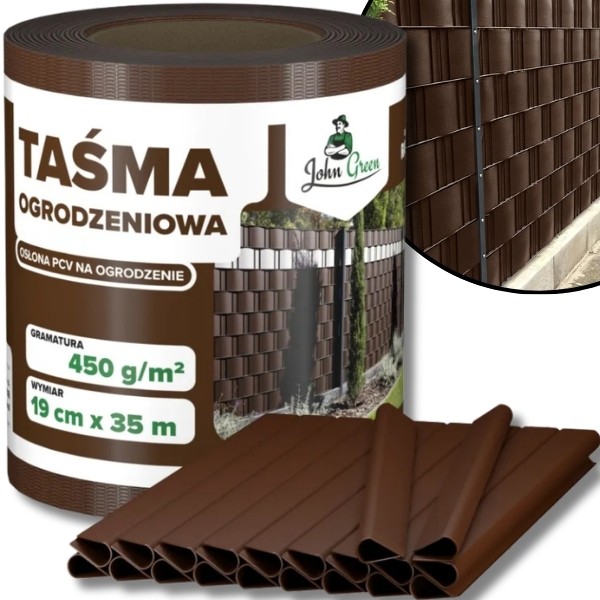 Brązowa taśma ogrodzeniowa 19cmx35mb osłona na ogrodzenie panelowe  (1).jpg