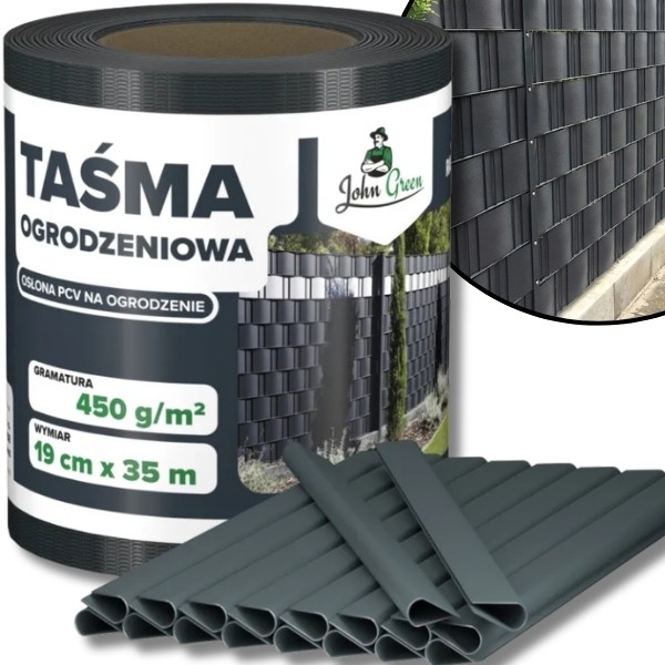 Antracytowa taśma ogrodzeniowa 19cmx35mb osłona na ogrodzenie panelowe  (2).jpg