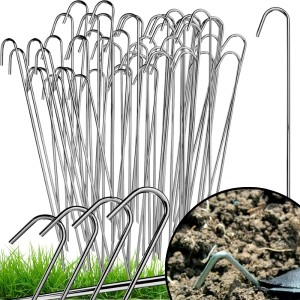 Szpilki do agrowłókniny,100szt.  stalowe kotwy w kształcie litery J