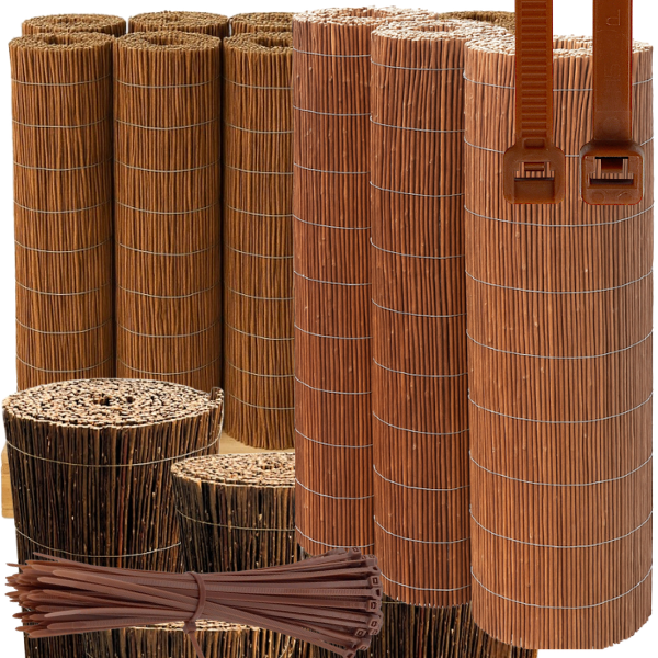 Mata wiklinowa 150x300 cm maty wiklinowe naturalna gęsta osłona 100x opaski 1.png