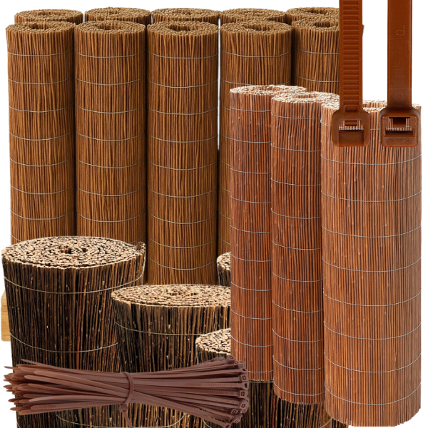 Mata wiklinowa 120x300 cm maty wiklinowe naturalna gęsta osłona 100x opaski .png