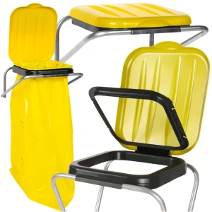 Żółty uchwyt ścienny wiszący do segregacji śmieci - na worki 120L 