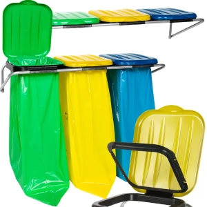 Potrójny uchwyt ścienny wiszący do segregacji śmieci - na worki 120L 