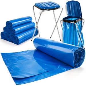 5x niebieskie worki na odpady śmieci grube 80 mikr. wytrzymałe rolka 240l