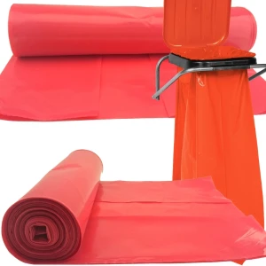 5x czerwone worki na odpady śmieci grube 80 mikr. wytrzymałe rolka 240L 