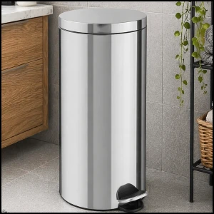 Kosz na śmieci 30L stalowy z wkładem otwierany nożnie z pedałem